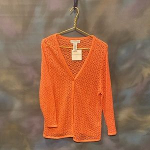 Peach colored knit cardigan